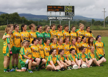 Action from the All-Ireland ladies minor football final between Donegal and Galway..