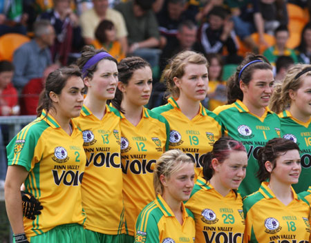 Action from the All-Ireland ladies minor football final between Donegal and Galway..