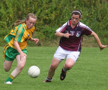 Action from the All-Ireland ladies minor football final between Donegal and Galway..