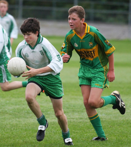 Action from the minor championship quarter-final between Aodh Ruadh and Four Masters.