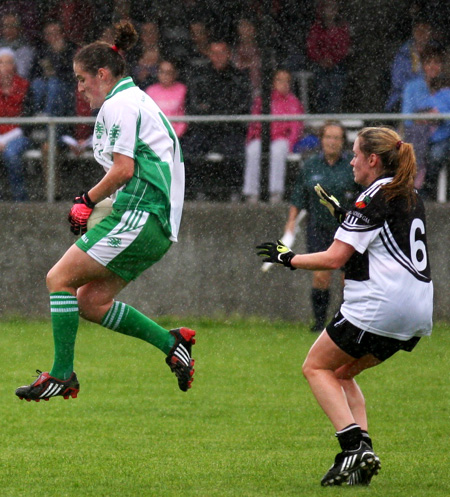 Action from the 2010 ladies intermediate championship final between Aodh Ruadh and Malin.