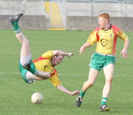 Action from the senior  division two match against MacCumhaill's.