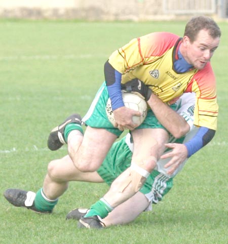 Action from the senior  division two match against MacCumhaill's.