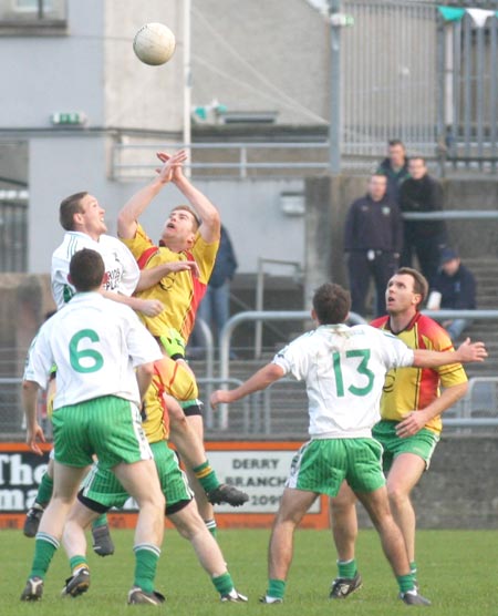 Action from the senior  division two match against MacCumhaill's.