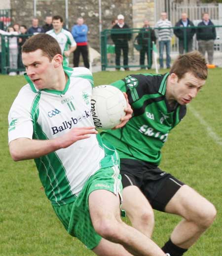 Action from the reserve senior division three match against Naomh Bríd.