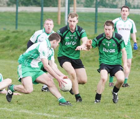 Action from the reserve senior division three match against Naomh Bríd.