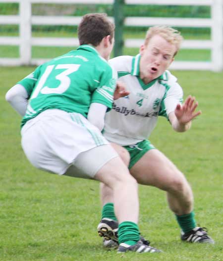 Action from the senior division three match against Naomh Mhuire.