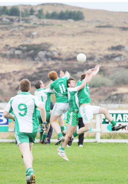 Action from the senior division three match against Naomh Mhuire.