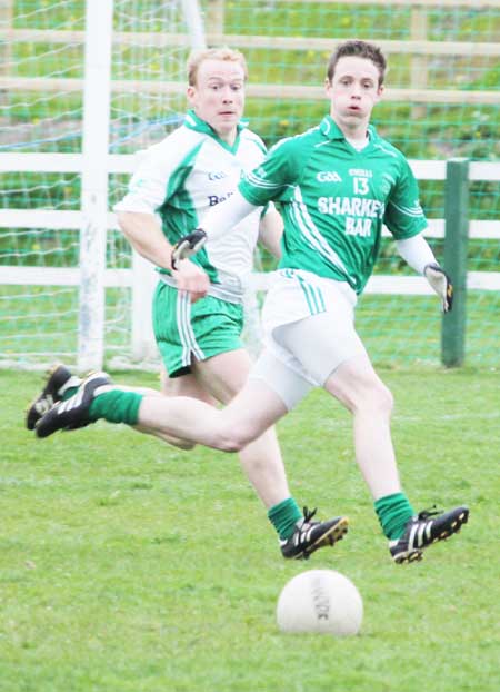 Action from the senior division three match against Naomh Mhuire.