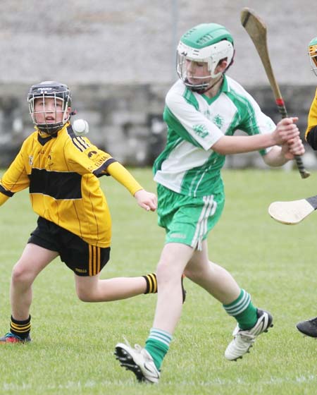 Action from the under 14 hurling game between Aodh Ruadh and Saint Eunan's.