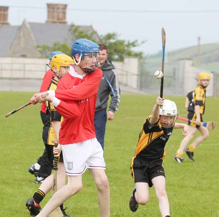 Action from the under 14 hurling blitz at Father Tierney Park.