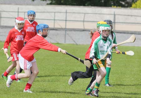 Action from the under 14 hurling blitz at Father Tierney Park.