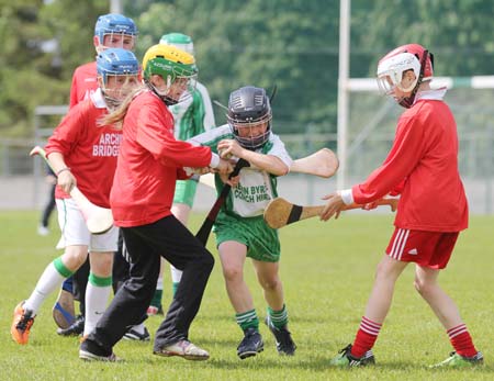 Action from the under 14 hurling blitz at Father Tierney Park.