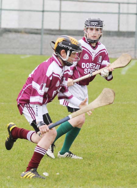 Action from the under 14 hurling blitz at Father Tierney Park.