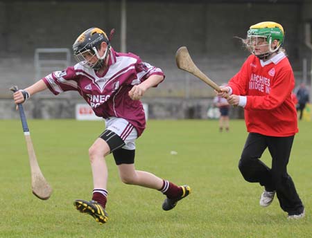 Action from the under 14 hurling blitz at Father Tierney Park.