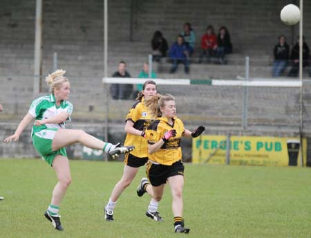 Action from the under 12 girls challenge between Aodh Ruadh and Erne Gaels in P�irc Aoidh Ruaidh.