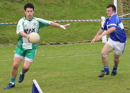 Action from the intermediate reserve championship match against Fanad Gaels.