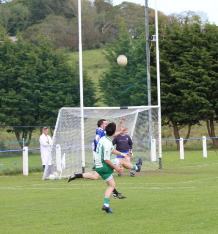 Action from the intermediate reserve championship match against Fanad Gaels.