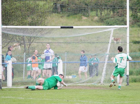 Action from the intermediate reserve championship match against Fanad Gaels.