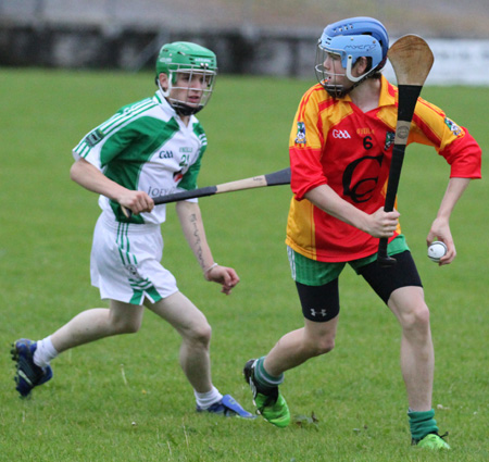 Action from the under 16 hurling league game between Aodh Ruadh and MacCumhaill's.