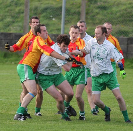 Action from the intermediate reserve football championship match against Saint Naul's.