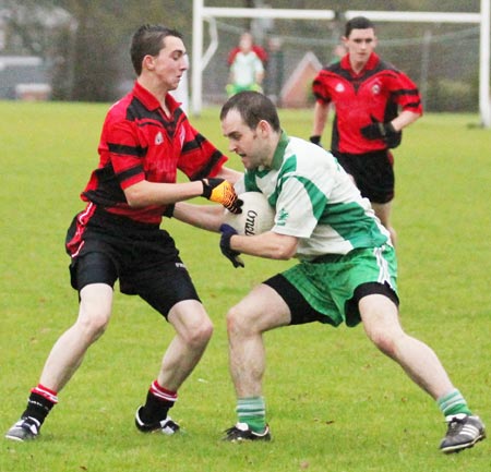 Action from the intermediate reserve football championship match against Saint Naul's.