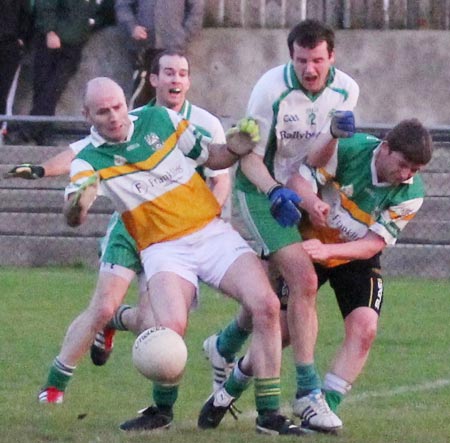 Action from the division three football league match against Buncrana.