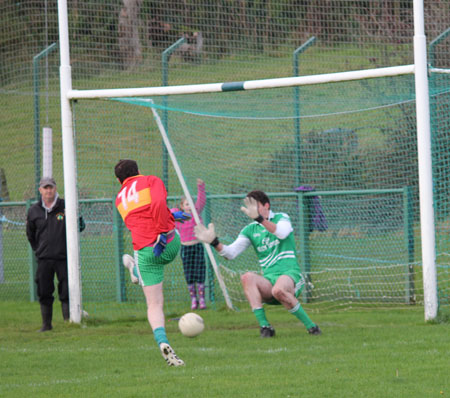 Action from the division three football league match against Saint Naul's.