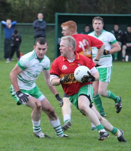 Action from the division three football league match against Saint Naul's.