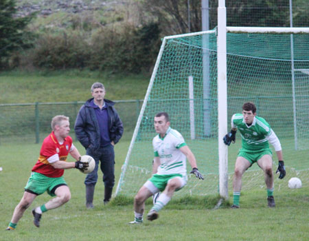 Action from the division three football league match against Saint Naul's.