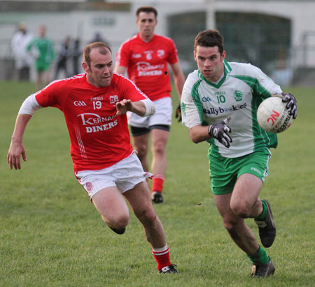 Action from the division three football league match against Naomh Cholmcille.