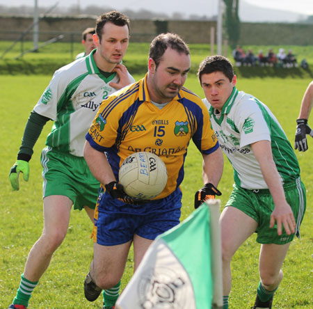 Action from the division three football league match against Burt.