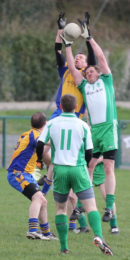 Action from the division three football league match against Burt.