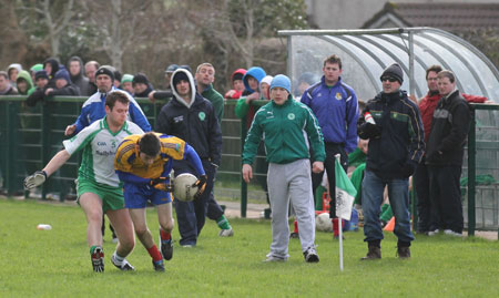 Action from the division three football league match against Burt.