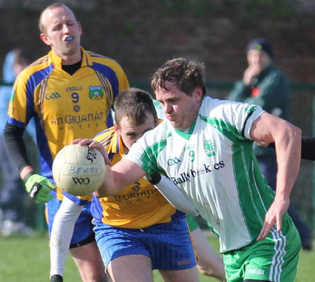 Action from the division three football league match against Burt.