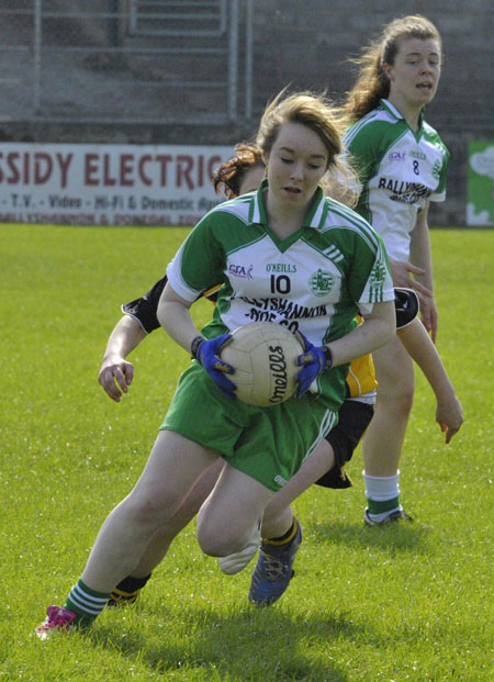 Action from the 2011 ladies under 14 B championship final between Aodh Ruadh and Urris.