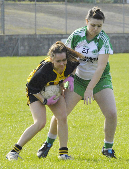 Action from the 2011 ladies under 14 B championship final between Aodh Ruadh and Urris.