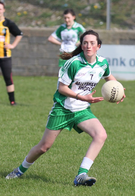 Action from the 2011 ladies under 14 B championship final between Aodh Ruadh and Urris.