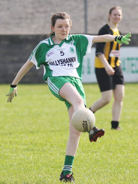 Action from the 2011 ladies under 14 B championship final between Aodh Ruadh and Urris.