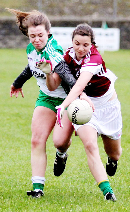 Action from the 2012 ladies under 14 match between Aodh Ruadh and Saint Naul's.