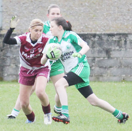 Action from the 2012 ladies under 14 match between Aodh Ruadh and Saint Naul's.