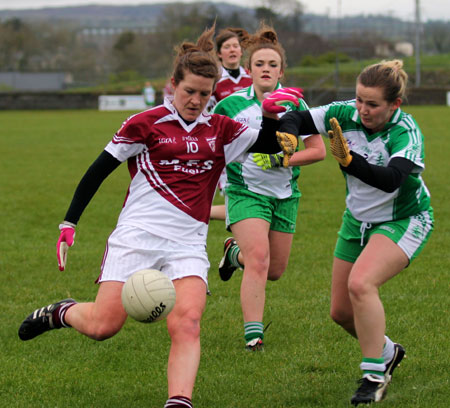 Action from the 2012 ladies under 14 match between Aodh Ruadh and Saint Naul's.