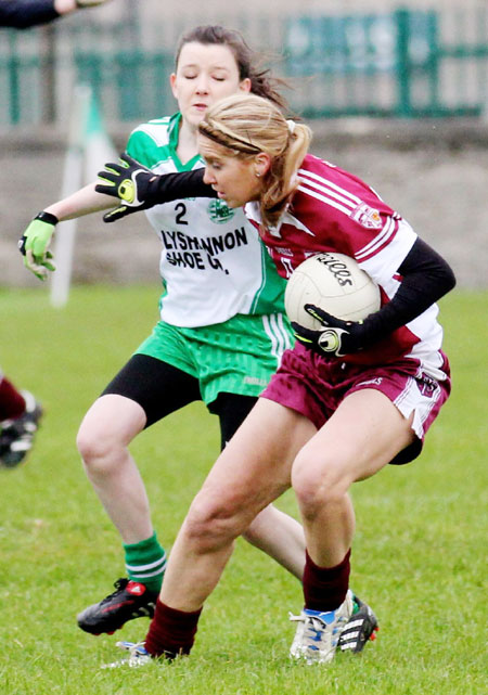 Action from the 2012 ladies under 14 match between Aodh Ruadh and Saint Naul's.