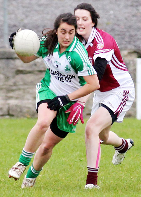 Action from the 2012 ladies under 14 match between Aodh Ruadh and Saint Naul's.