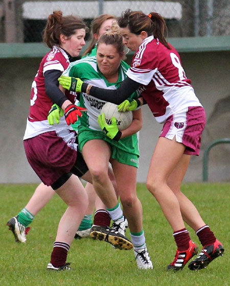 Action from the 2012 ladies under 14 match between Aodh Ruadh and Saint Naul's.