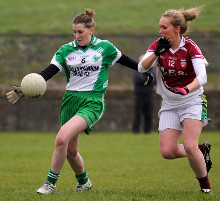 Action from the 2012 ladies under 14 match between Aodh Ruadh and Saint Naul's.