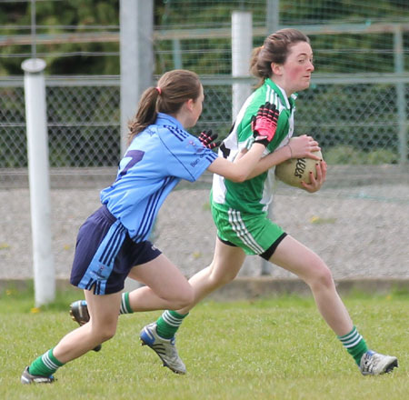 Action from the 2012 ladies senior match between Aodh Ruadh and Milford.