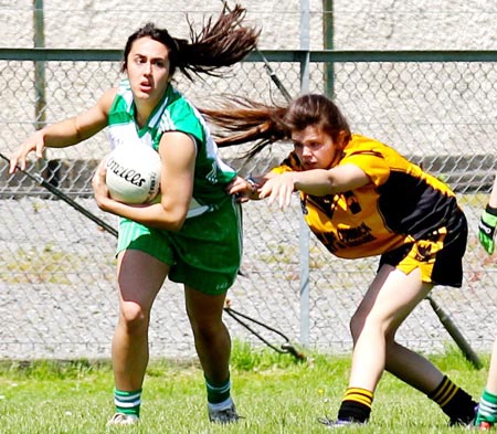 Action from the senior ladies league game between Aodh Ruadh and Saint Eunan's.