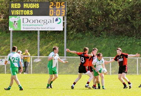 Action from the division three senior football league match against Red Hugh's.