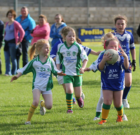 Action from the ladies under 10 match between Aodh Ruadh and Bundoran.